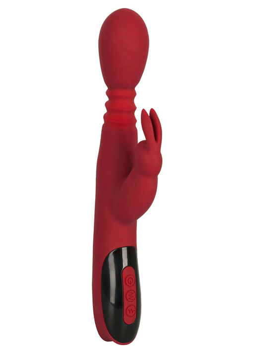 Erotiek - Massageapparaat rabbitvibrator met warmtefunctie, in Farbe ROOD-ZWART