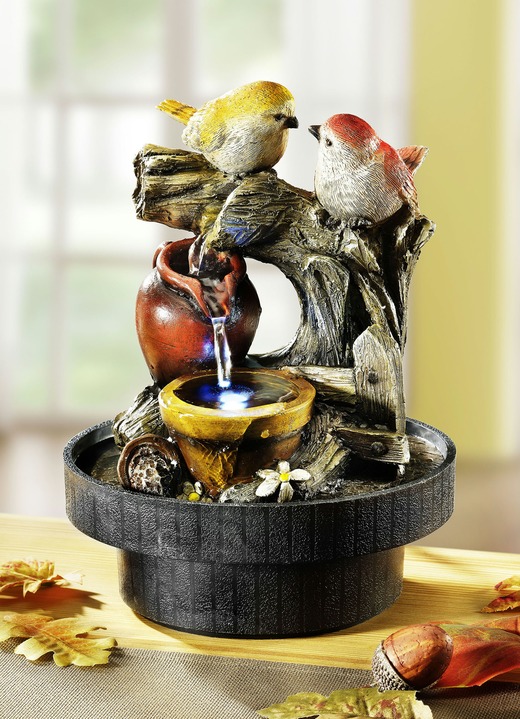 Woonaccessoires - Binnenfontein met vogel, in Farbe ZWART