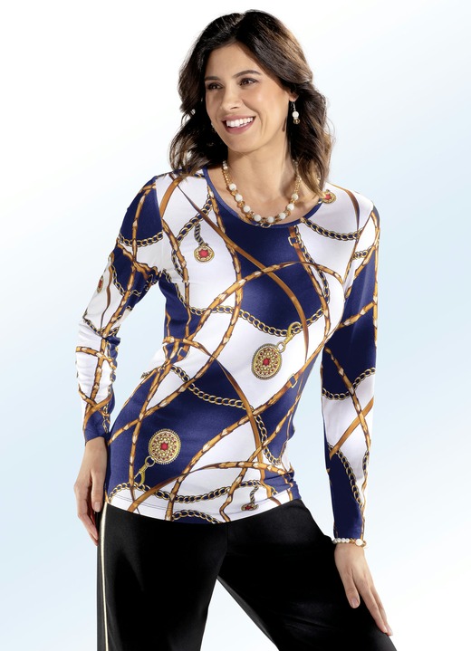 - Shirt met all-over design in 2 kleuren, in Größe 038 bis 056, in Farbe MARINE