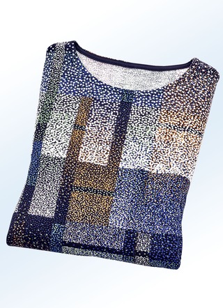 Jurk met glanzende gekleurde inkjetprint in 2 kleuren