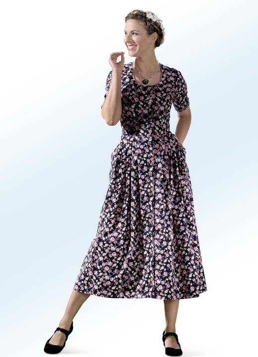 - Jurk in landhuis van ROSE-DIRNDL, in Größe 019 bis 054, in Farbe ZWART-ZALMROZE