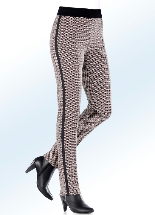 Broeken - Jersey broek met makkelijk te combineren minimalistisch dessin, in Größe 018 bis 052, in Farbe BORDEAUX-ECRU-SCHW.