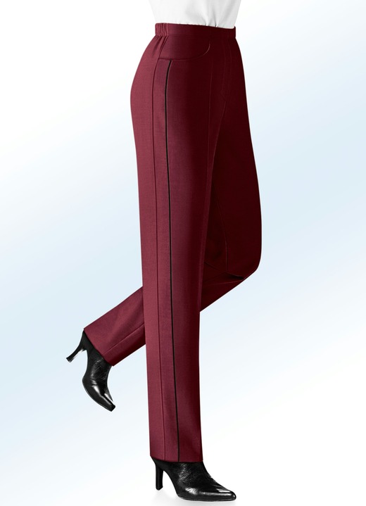Broeken - Broek met contrasterende decoratieve biezen, in Größe 019 bis 245, in Farbe ROBIJNROOD ZWART Ansicht 1