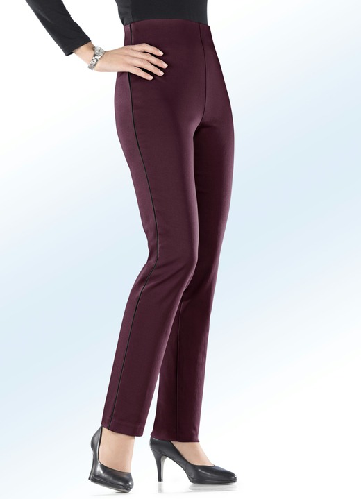 Broeken - Shapingbroek met trendy decoratieve biezen, in Größe 017 bis 235, in Farbe BORDEAUX Ansicht 1