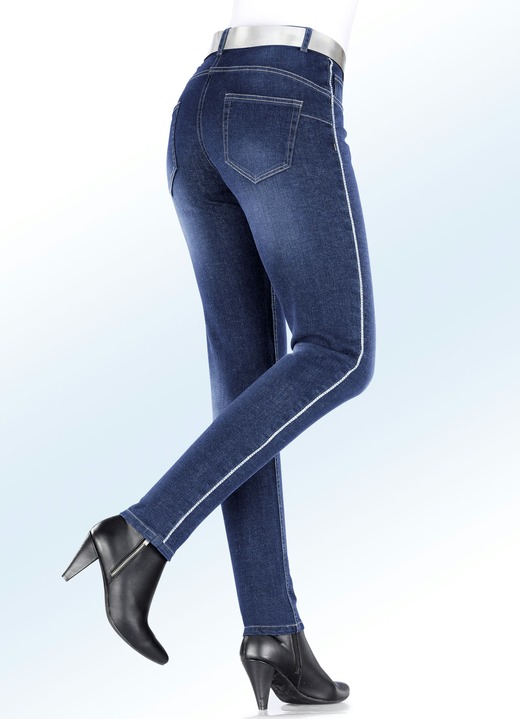 Broeken - Jeans met glinsterende sierband, in Größe 017 bis 092, in Farbe JEANSBLAUW Ansicht 1