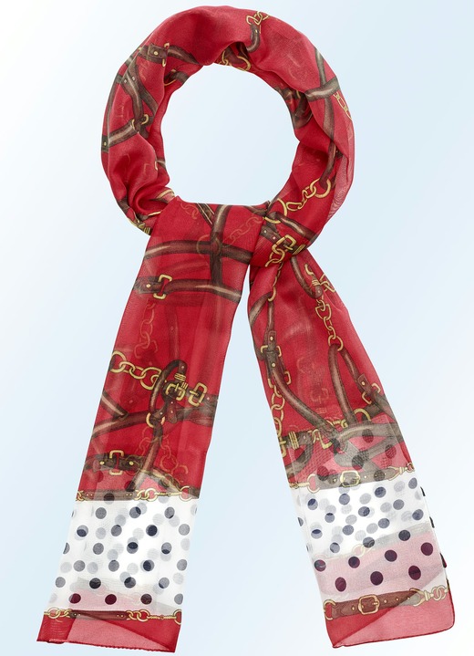 Sjaals - Sjaal met modern ketting- en riemmotieven Sjaals - Sjaal met modern ketting- en riemmotieven, in Farbe ROOD-MEERKLEURIG