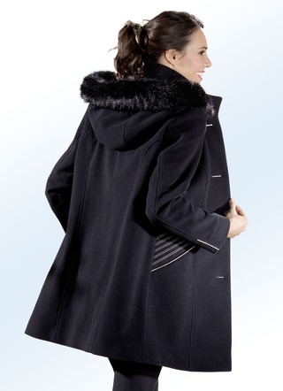 Lange jas in 2 kleuren met contrasterende decoratieve stiksels op de zijzakken