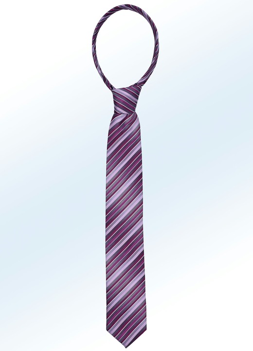 Krawatten - Mooie gestreepte stropdas, in Farbe AUBERGINE Ansicht 1