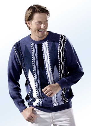 Trui met opliggend intarsia-dessin