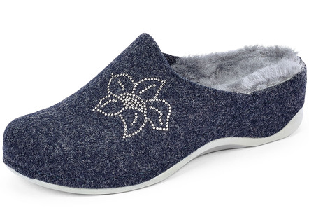 Pantoffel van wolvilt, in 2 kleuren, met memoryfoam voetbed, breedtemaat H