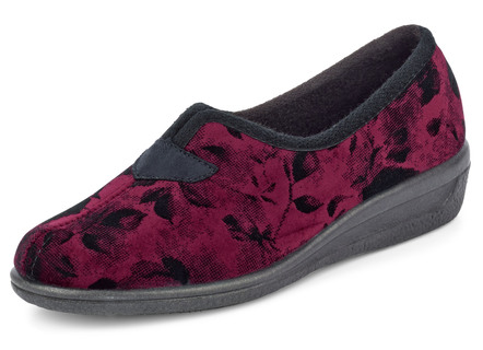 Fluwelen pantoffel met bloemenprint
