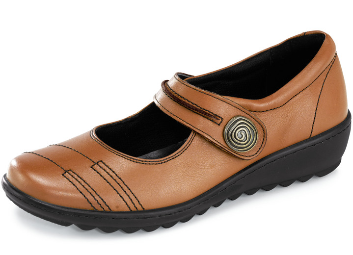 Instappers & veterschoenen - Gemini pantoffels gemaakt van rundnappaleer, in Größe 036 bis 042, in Farbe COGNAC Ansicht 1