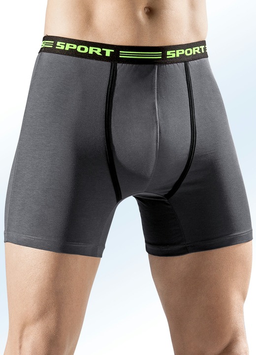 - Verpakking met vier boxershorts, met contrasterende boorden, uni, in Größe 005 bis 011, in Farbe 2X GRAFIET-ZWART, 2X ZWART-GRAFIET