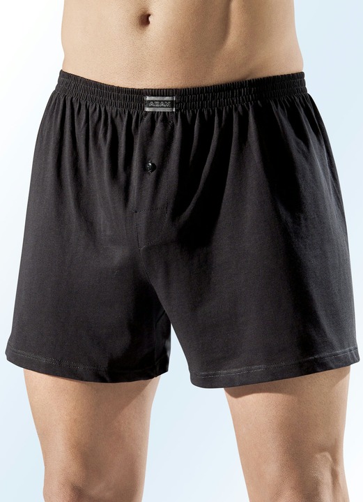 Pants & boxershorts - Vijf stuks biokatoenen boxershorts met gulp, effen en gevlekt, in Größe 3XL (9) bis XXL (8), in Farbe 3X ZWART, 2X GRIJS GEMÊLEERD Ansicht 1