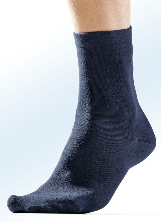 Kousen - Verpakking met zes paar sokken met drukloze zachte rand, uni en gemêleerd, in Größe M. 1 (Schoenmaat 39-42) bis M. 2 (Schoenmaat 43-46), in Farbe 4X ZWART, X2 ANTRACIET GEMÊLEERD Ansicht 1