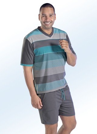 Hajo Klima comfort shorty met V-hals en garengeverfd gestreept dessin
