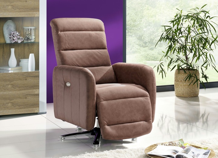 TV-Fauteuil / Relax-fauteuil - Relaxfauteuil met metalen frame in chroom-look, in Farbe BRUIN Ansicht 1