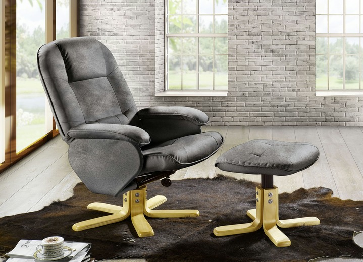 TV-Fauteuil / Relax-fauteuil - Relaxfauteuil met kruk, in Farbe GRIJS Ansicht 1