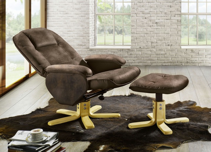 TV-Fauteuil / Relax-fauteuil - Relaxfauteuil met kruk, in Farbe BRUIN Ansicht 1