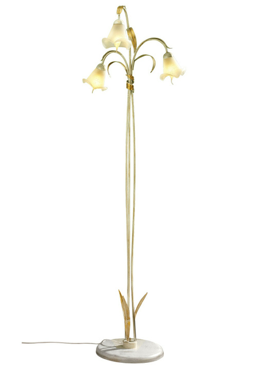 Lampen  & lampjes - Stalamp, 3 lampen, met bloemvormige lampenkappen, in Farbe CREAM-GOLD