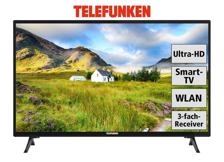TV - Telefunken Ultra-HD-led-tv, in Farbe SCHWARZ Ansicht 1