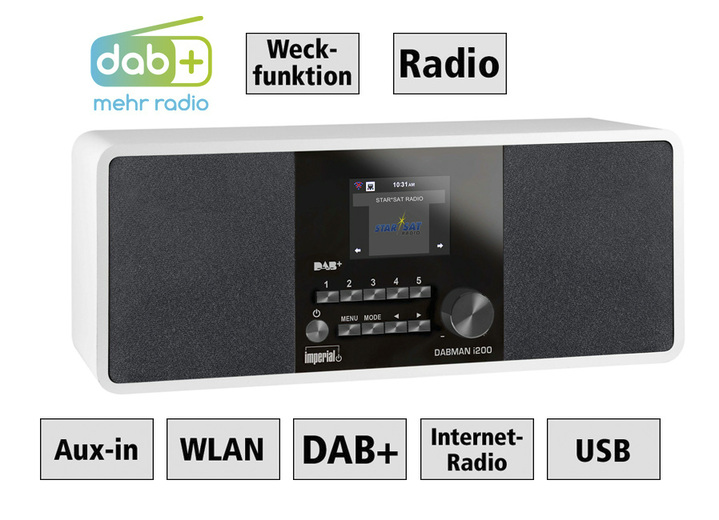 Nostalgische apparaten - Imperial Dabman i200 digitale radio, in Farbe WIT Ansicht 1