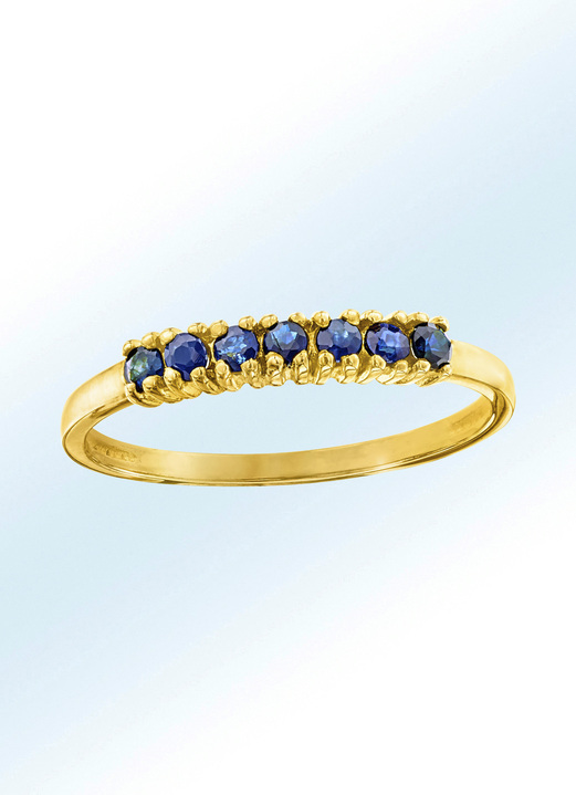 Ringen - Elegante damesring met saffieren, in Größe 160 bis 220, in Farbe