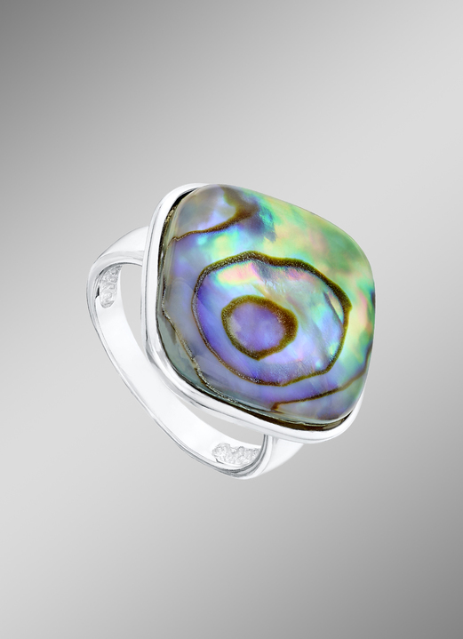Ringen - Damesring met kristal-zeeorenparelmoer, in Größe 160 bis 220, in Farbe  Ansicht 1