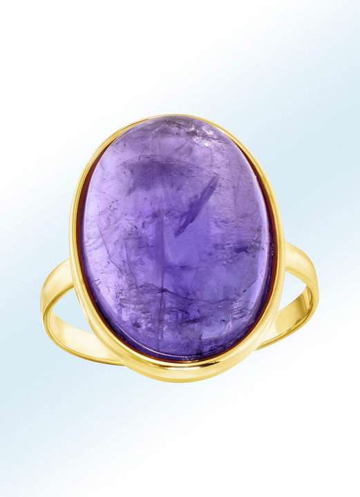 Ringen - Damesring met echte amethist-cabochon, in Größe 160 bis 220, in Farbe