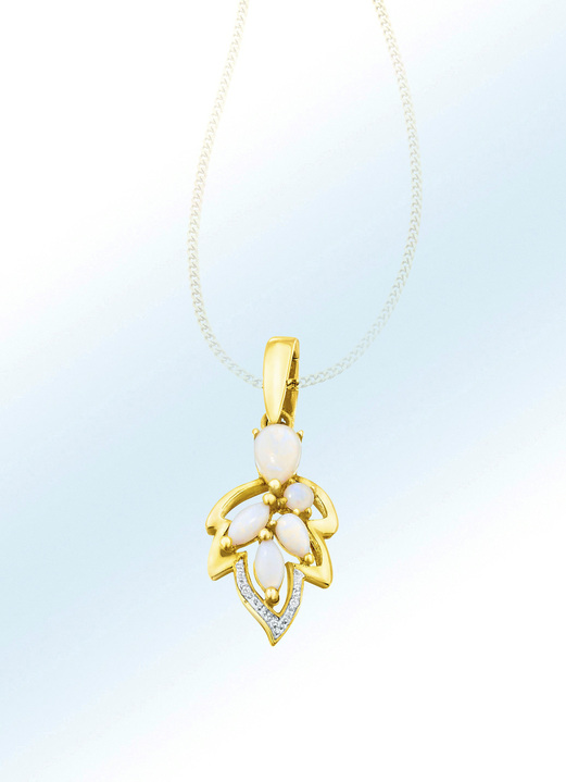 Hangers - Kettinghanger met opaal en diamanten, in Farbe