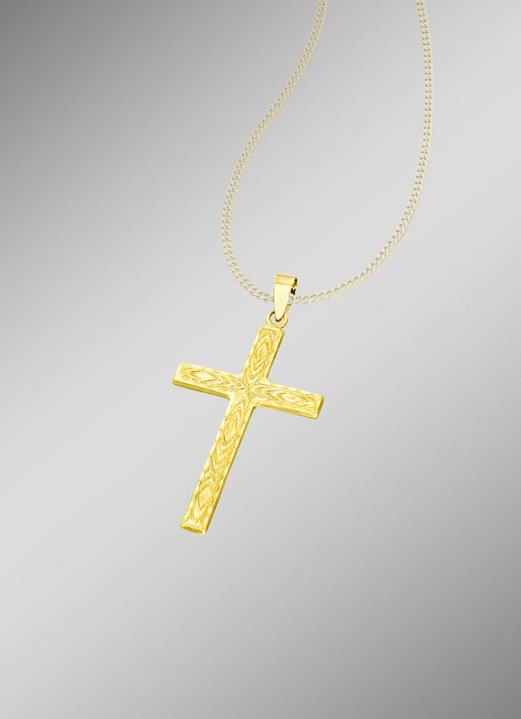 Anhänger - Diamantierter Kreuz-Anhänger, in Farbe  Ansicht 1