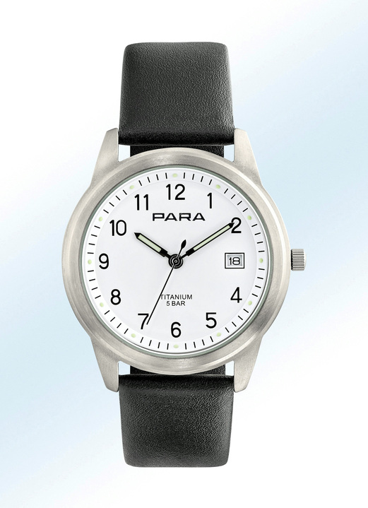 Leren band - Klassiek kwarts partnerhorloge, in Farbe , in Ausführung Herenhorloge