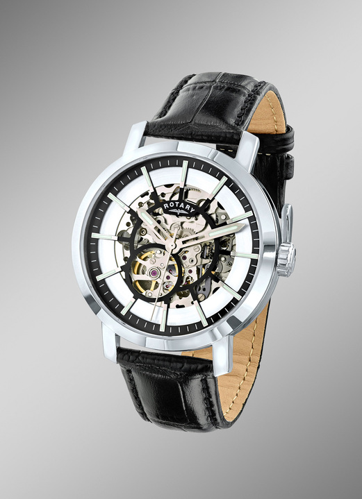Mechanische horloges / Automatische horloges - Klassiek automatisch herenhorloge met zichtbaar uurwerk, in Farbe ZILVER Ansicht 1