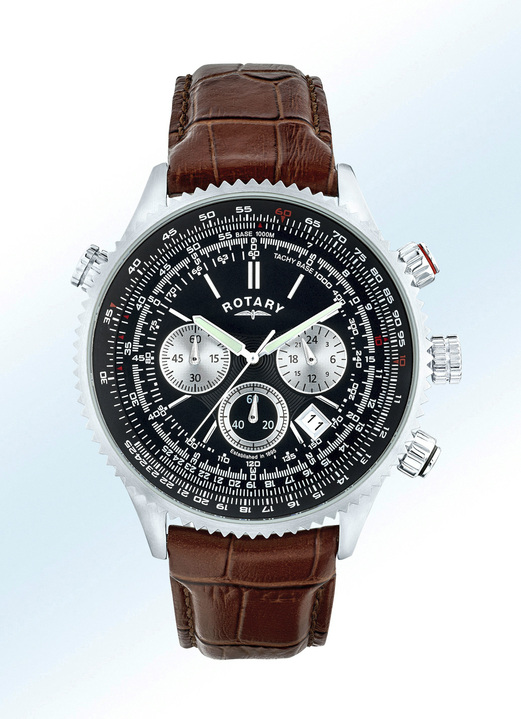 Chronografen - Klassiek herenhorloge met roestvaststalen kast, in Farbe ZWART Ansicht 1
