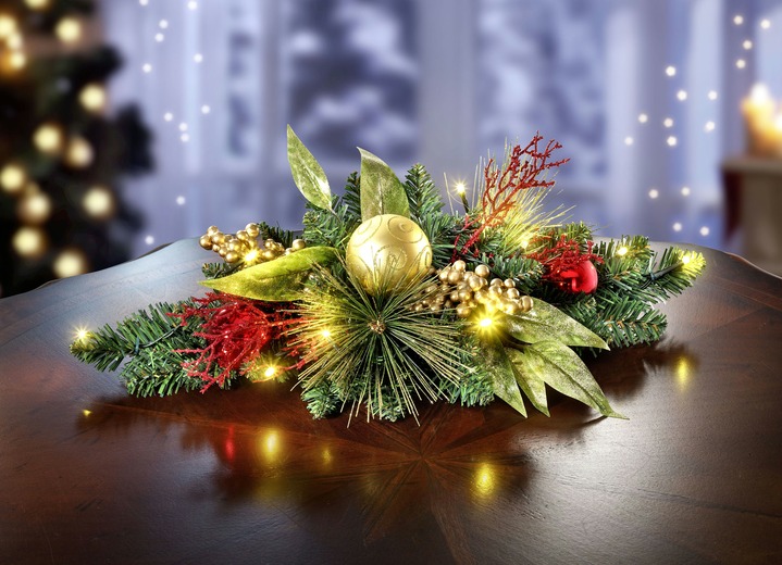 Kerstmis - Verlichte tafeloplegger, in Farbe ROOD-GOUD Ansicht 1
