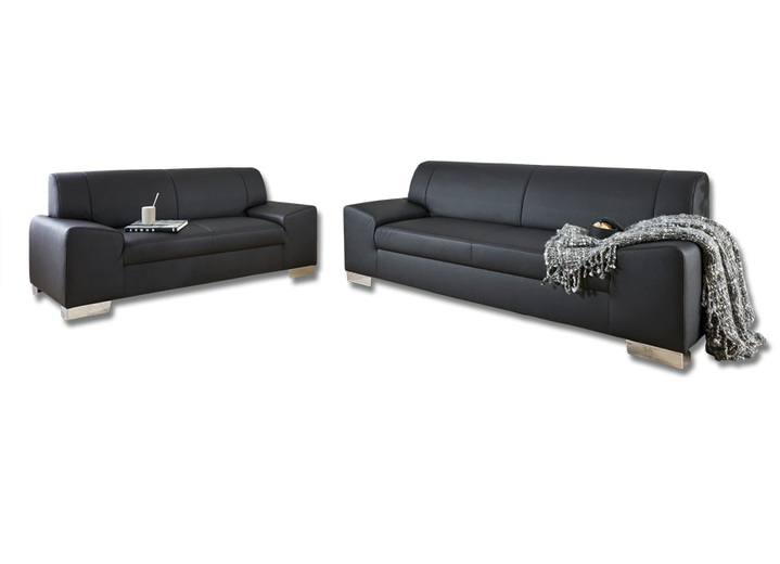 Hoekbankstellen - Gestoffeerde meubelen in verschillende bekledingsvarianten, in Farbe ZWART, in Ausführung Kruk Ansicht 1