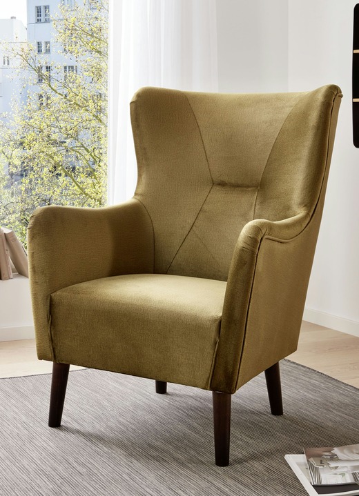 - Fauteuil met waterafstotende veloursbekleding, in Farbe GROEN