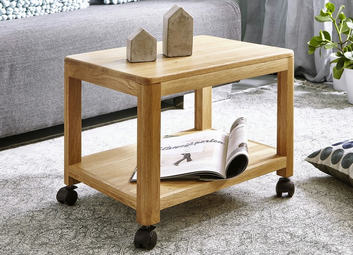 Kleine meubels - Bijzetkar van geolied massief hout, in Farbe WILD EIKEN, in Ausführung klein Ansicht 1