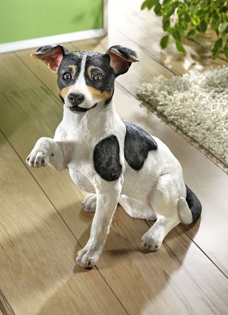 Jack Russel in kunststeen, handgeschilderd