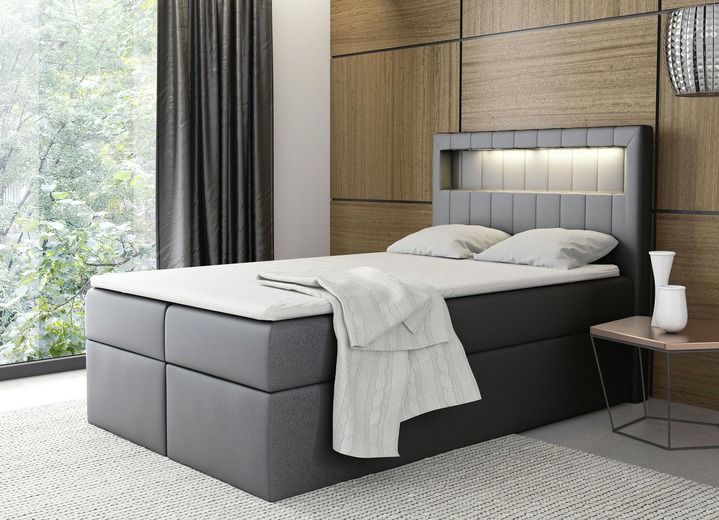 - Boxspringbed met led-verlichting en bedlade, in Farbe GRIJS