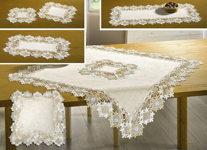 Tafellakens - Smaakvolle tafel- en kamerdecoratie met linnen, in Größe 101 (Kleedje, 35/50 cm) bis 404 (Kussensloop, 40/40 cm), in Farbe LICHTBRUIN