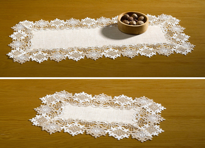 Tafellakens - Smaakvolle tafel- en kamerdecoratie met linnen, in Größe 101 (Kleedje, 35/50 cm) bis 404 (Kussensloop, 40/40 cm), in Farbe LICHTBRUIN Ansicht 1