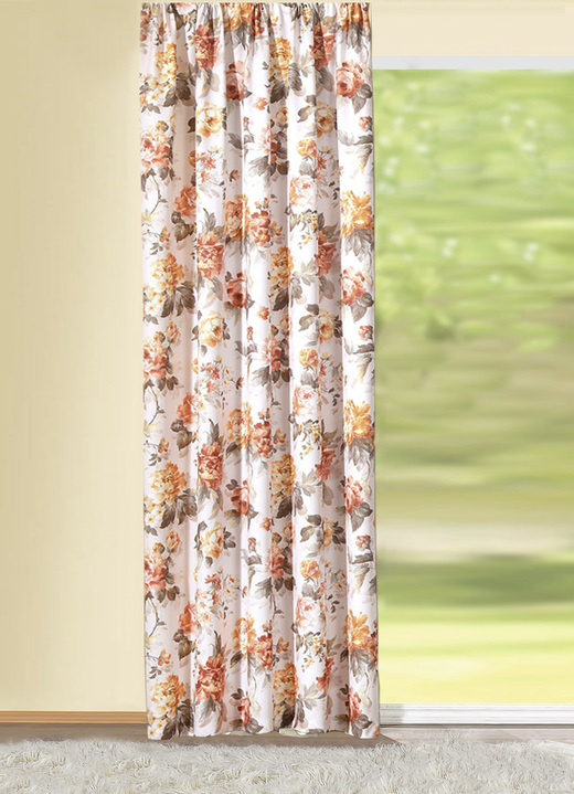- Overgordijn met universele railband, in Größe 366 (150 x 138 cm) bis 899 (1 X embrasses, 80 cm), in Farbe TERRA Ansicht 1
