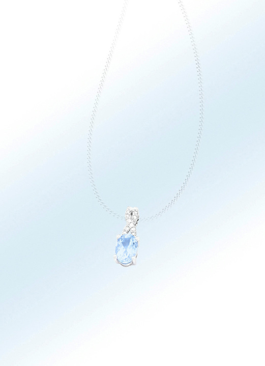 Hangers - Wondermooie kettinghanger met diamanten en aquamarijn, in Farbe