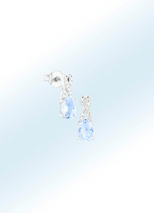 Oorbellen - Prachtige oorbellen met diamanten en aquamarijn, in Farbe