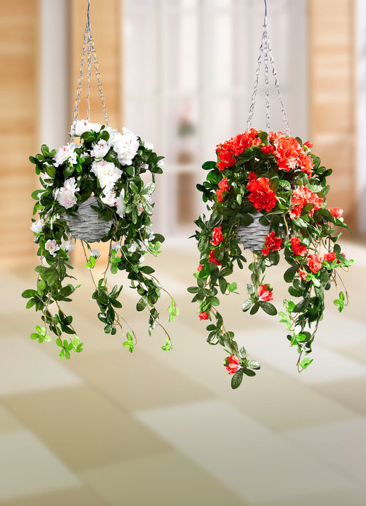Tuindecoraties - Hangmand met azalea's, met handige ophanging, in Farbe ROOD