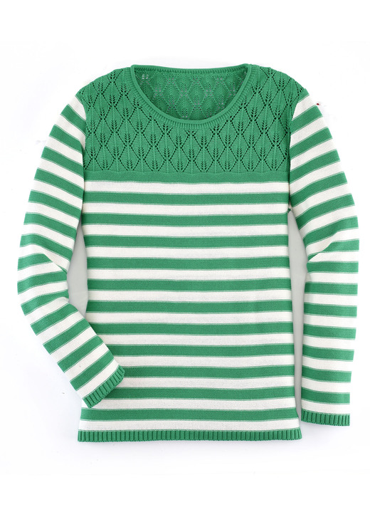 - Pullover mit Ringeldessin  , in Größe 036 bis 050, in Farbe GREEN-ECRU