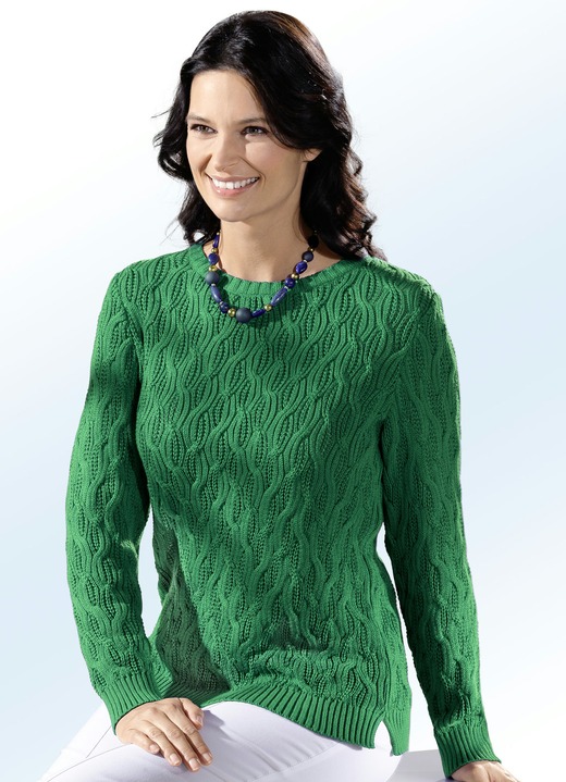 Langarm - Pullover mit Strukturdessin Langarm - Pullover mit Strukturdessin, in Größe 036 bis 050, in Farbe GRÜN