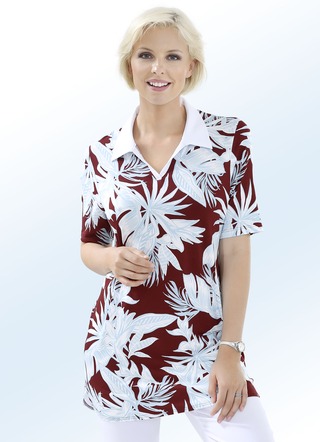 Poloshirt met zijdelings afgeronde zoom
