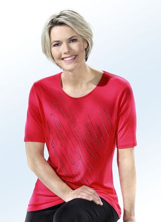 Shirt met strass-steentjes vooraan in 3 kleuren